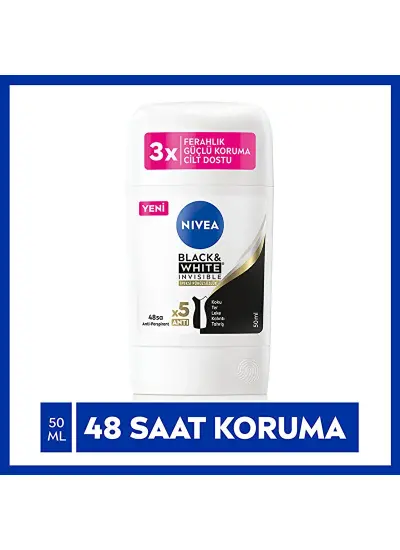 Nivea Black & White Invisible İpeksi Pürüzsüzlük Kadın Stick Deodorant 50 ml