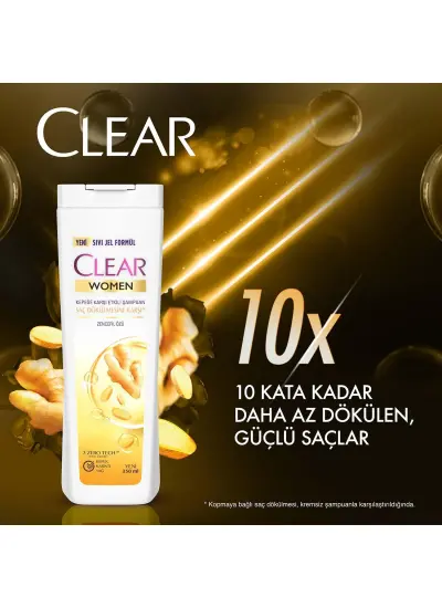 Clear Women Kepeğe Karşı Etkili Şampuan Saç Dökülmesine Karşı 350 ml x3