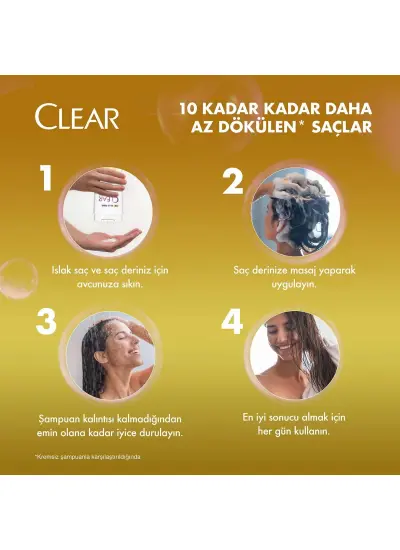 Clear Women Kepeğe Karşı Etkili Şampuan Saç Dökülmesine Karşı 350 ml x3