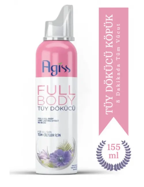 AGISS Full Body Tüm Vücut Tüy Dökücü, Tüy Azaltıcı Köpük Tüy Dökücü Sprey 155ml