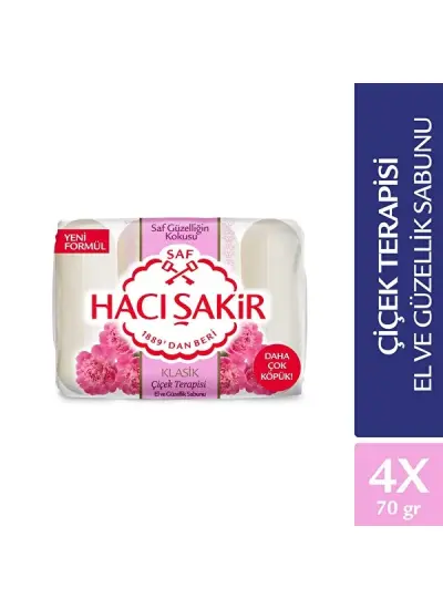 Hacı Şakir El Ve Güzellik Sabunu Klasik Çiçek Terapisi 4 x 70GR