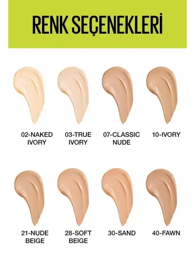 Maybelline New York Super Stay Active Wear 30h Fondöten 02 Naked Ivory