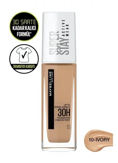 Maybelline New York Superstay Active Wear Fondöten- 10 Ivory