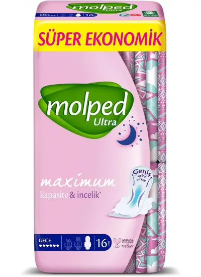 Molped Ultra Kuruluk Süper Ekonomik Gece Hijyenik Ped 16'lı x2