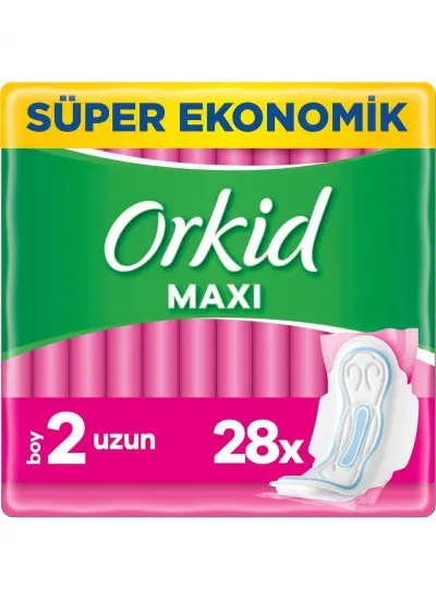 Orkid Maxi Hijyenik Ped Uzun Süper Ekonomik Paket 28'li