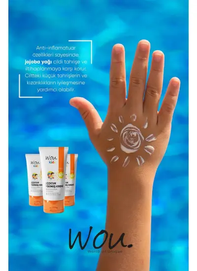 Wou World of Unique Kıds Yüksek Koruma Etkili Spf50 Çocuk Güneş Kremi 50ml