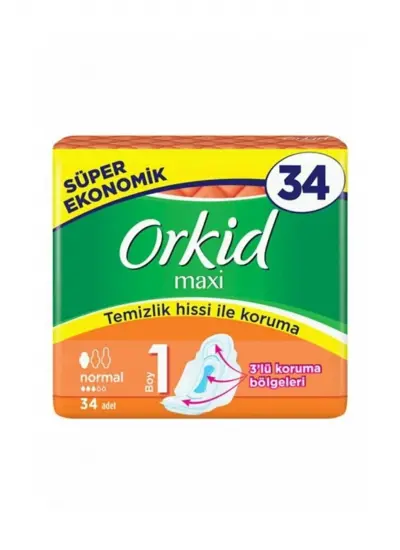 Orkid Maxi Hijyenik Ped Normal Süper Ekonomik Paket 34'lü