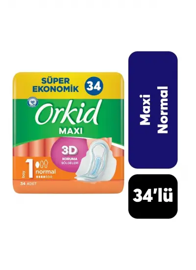 Orkid Maxi Hijyenik Ped Normal Süper Ekonomik Paket 34'lü