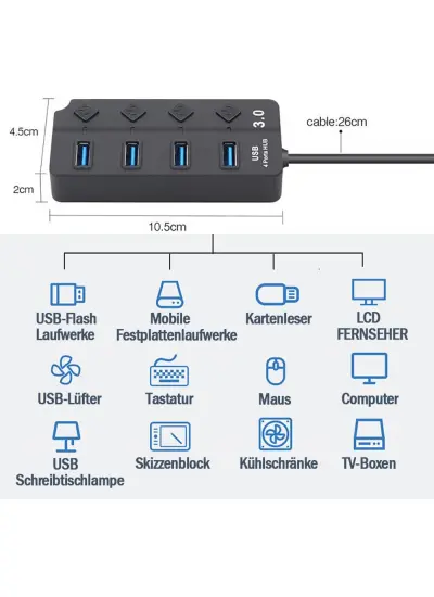 USB Hub 4 Port USB 3.0 Hub USB Adaptörü USB Dağıtıcı Çoğaltıcı K997