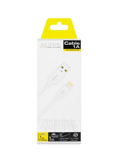 Auris ARS-CB33 1.2A iPhone Uyumlu Lightning 1 Metre USB Şarj Kablosu