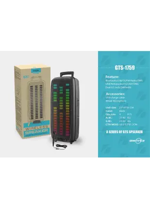 Greatnice Gts-1759 Yeni Çift 6.5 İnç Taşınabilir Büyük Boy Hoparlör Açık Bluetooth Hoparlör