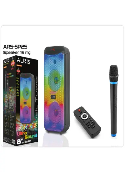 Auris SP25 16 inç Rgb Wireless Mikrofon Speaker Hoparlör