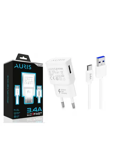 Auria  Ars-Ch05 3.4A 2'si 1 arada Usb'de  Type-C Fast Şarj Cihazı