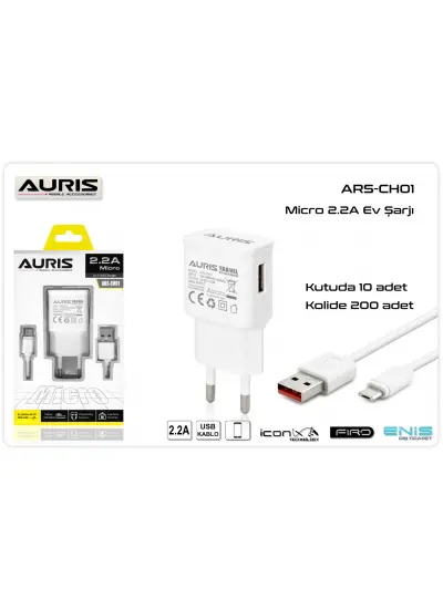 Auris 2.4A Micro Şarj Aleti Seti (Adaptör ve Kablo Set) ARS-CH01