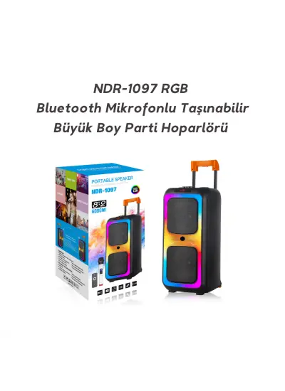 Blic NDR-1097 Party Boy, 6000W, Çift mikrofonlu,Usb/Tf/Aux Kumandalı hoparlör