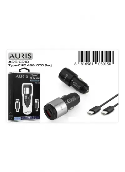 Auris ARS-CR10 Type-C PD 45W Çakmaklık Oto Şarj Cihazı