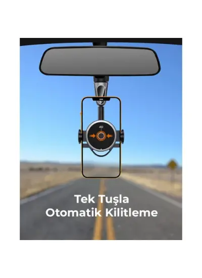 Auris Ars-H13  iç Ayna Uyumlu Tek Tuş Otomatik Kitleme Araç Içi Telefon Tutucu Tüm Telefonlarla ve Araçlara Uyumlu