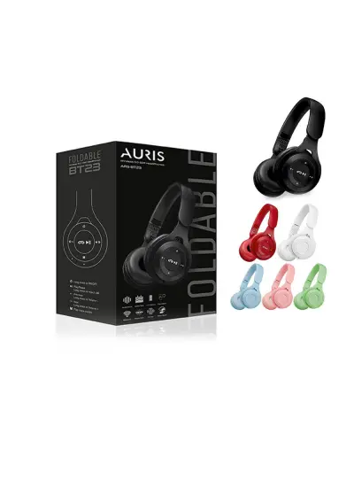 Auris Bt23 Bluetooth Kulaklık Kablosuz Kulak Üstü Kulaklık BT 5.0 Katlanabilir SD Kart Girişli