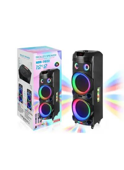 Blic NDR-7022 3000W, Mikrofonlu, Kumandalı ,Led Işıklı, Bluetooth hoparlör