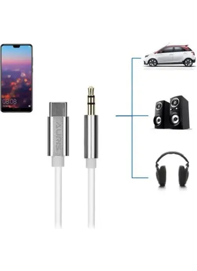 Auris Type-C Aux 3.5mm Çevirici Kablo Araç Müzik Ses Auxiliary Dönüştürücü ARS-AU07