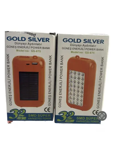 Gold Silver Gs-875 Güneş Enerjili Powerbank Özellikli Işıldak