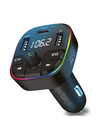 Auris 20W Şarj Özellikli Dijital Göstergeli Bluetooth Fm Transmitter Işıklı