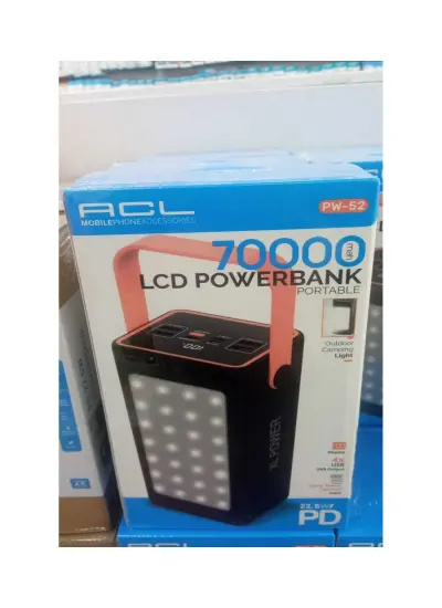 Acl PW-52 4XUsb 2.1A Lcd Gösterge Led Aydınlatmalı Mikro Type-C Lightning 70.000Mah Powerbank