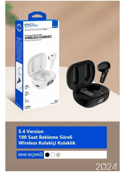 Acl ACB-62 5.4 Versiyon 180 Saat Bekleme Süreli, Wireless Kulakiçi Kulaklık