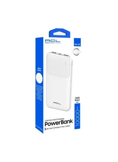 Acl PW-99 2xUsb Çıkışlı 2.4A Led Işıklı Mikro Type-C Girişli PowerBank