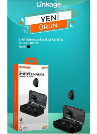 Linkage LKB-26 Bluetooth 5.0V Wireless Kulakiçi Kulaklık