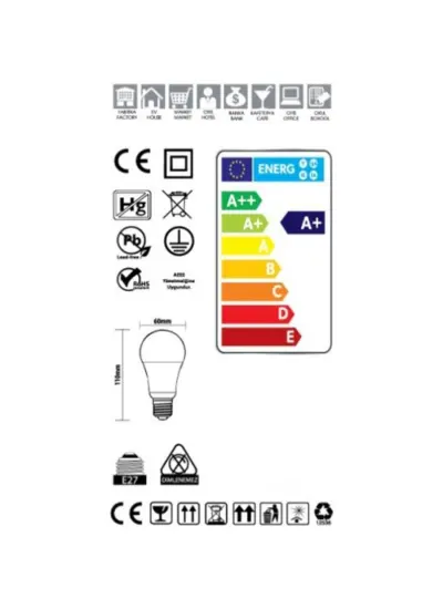 Cfr LED Ampul Beyaz Renk 12 Watt Tasarruflu 10 Lu Paket