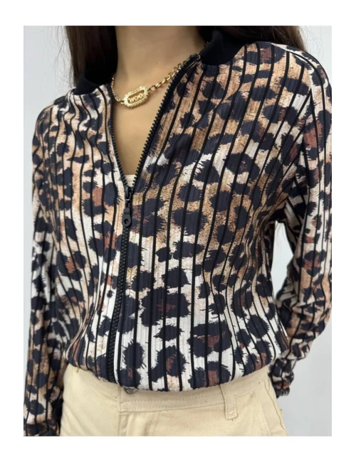 Çizgili Leopar Ceket