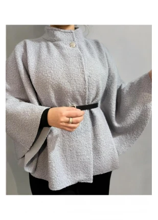 Tek Düğme Kemerli Buklet Kumaş Kimono Panço