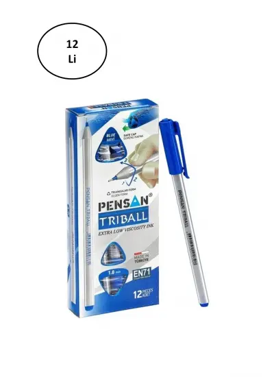 Pensan Triball Tükenmez Kalem 1 Mm Mavi 12'li