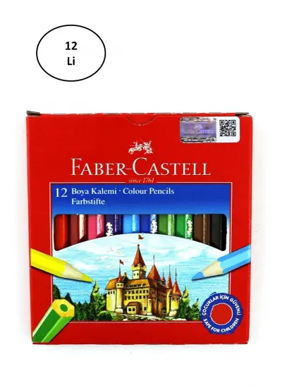 Faber Castell Karton Kutu Boya Kalemi 12 Renk Yarım Boy 12'li