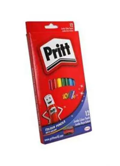 Pritt 1219733 Boya Kalemi 12 li Jumbo Üçgen Karton Kutu