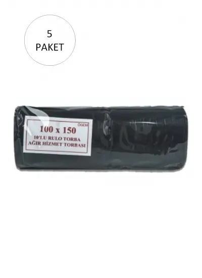 Hantal Boy Çöp Torbası 100 x 150 cm 10 Lu Rulo x 5 Paket = 50 Adet (Siyah)