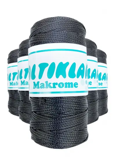 5 Adet Polyester Makrome İpi 68 Füme Gri 100 gr