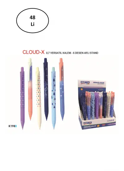 Gıpta Versatil Kalem Cloud X 0.7 Mm 6 Desen 48 'Li Stand