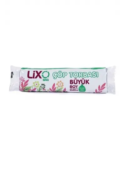 Büyük Boy Çöp Torbası 65 x 80 cm 10 Lu Rulo x 1 Paket = 10 Adet (Mavi)