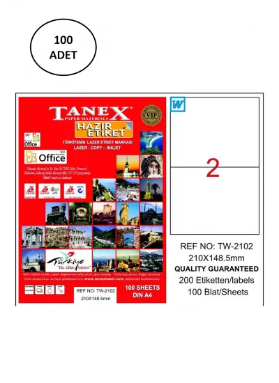 Tanex Tw-2102 Lazer Etiket 210X148 Mm 100 Lü