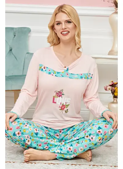 Bayan Uzun Kollu Pijama Takımı Model no 7593