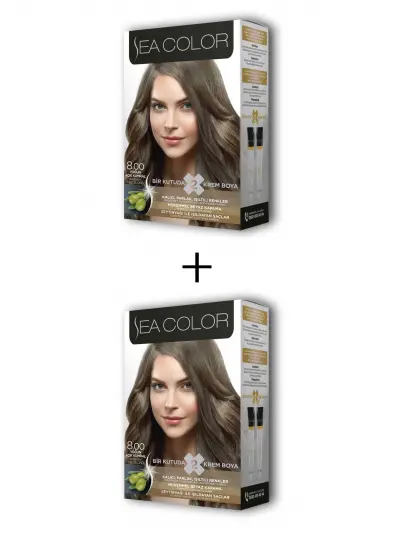 Sea Color 2X2 Tüp Krem Saç Boyası Seti Yoğun Açık Kumral No:8.00