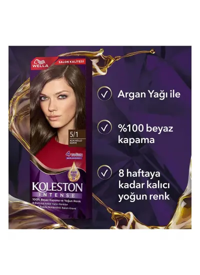 Koleston Intense Saç Boyası 5/1 Ekstra Küllü Kahve - Salon Kalitesi