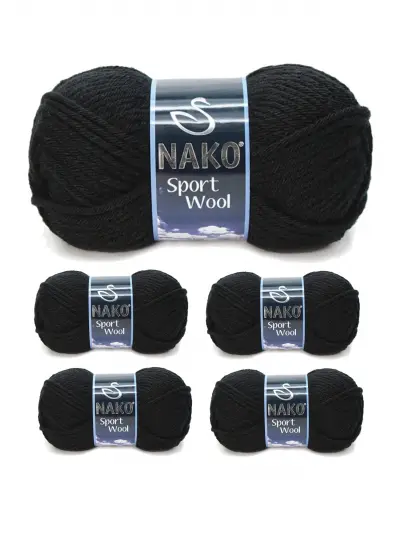 5 Adet Sport Wool Atkı Bere Ceket Yelek Örgü İpi Yünü No: 217 Siyah