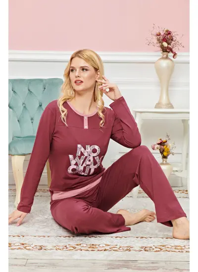 Bayan Uzun Kollu Pijama Takımı Model no 7609