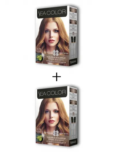 Sea Color 2X2 Tüp Krem Saç Boyası Seti Karamel No:8.73