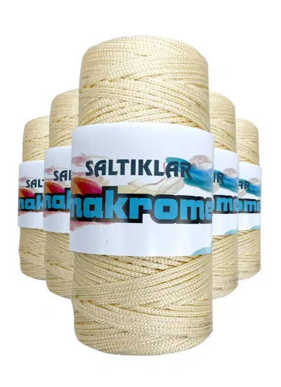 5 Adet Polyester Makrome İpi 270 Krem 100 gr