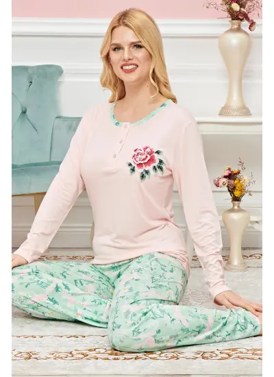 Bayan Uzun Kollu Pijama Takımı Model no 7595