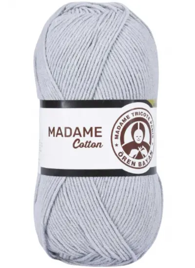 1 Adet Madame Cotton El Örgü İpi Yünü 100 gr 001 Gri